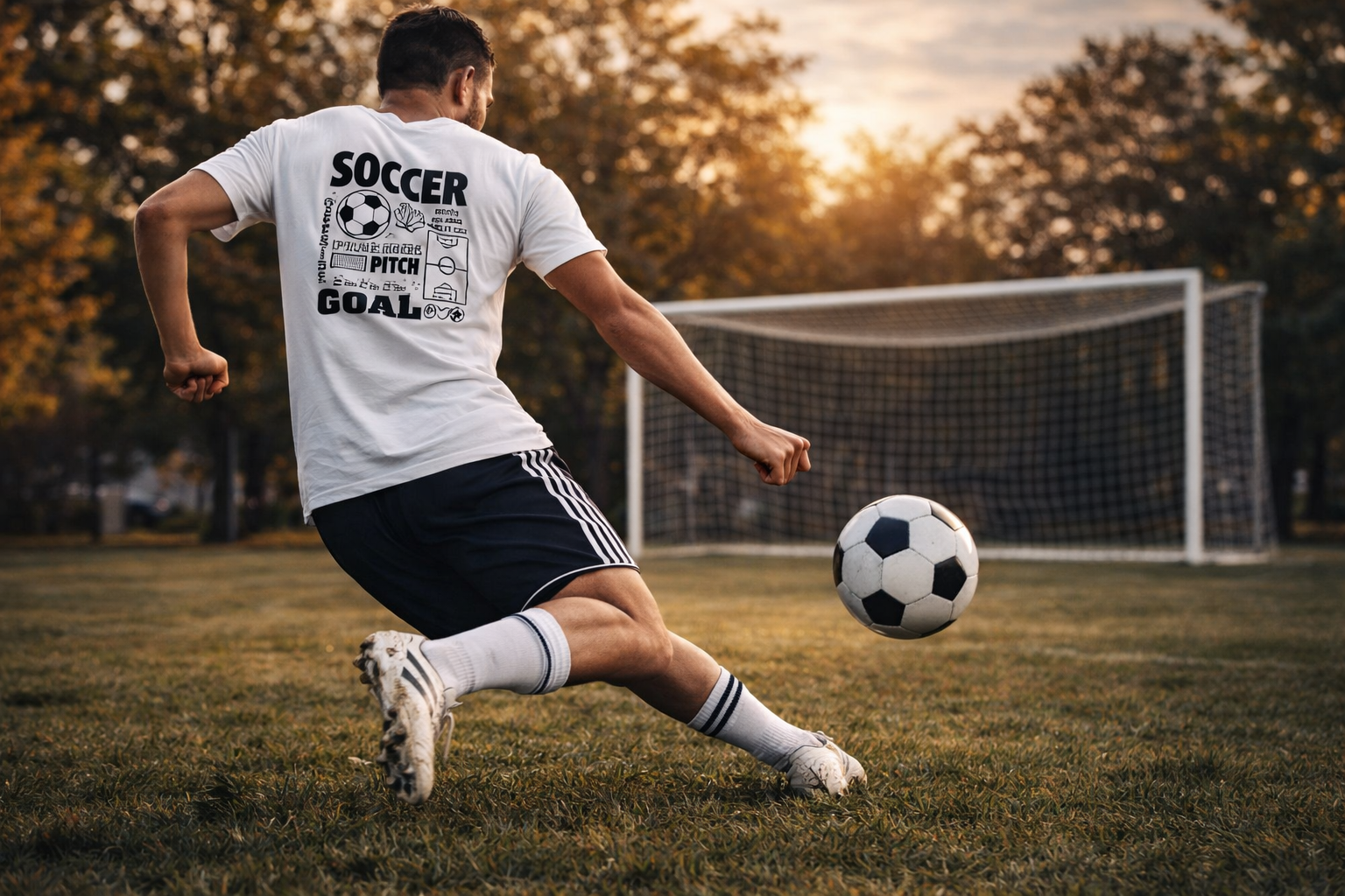 Football player kicking the ball