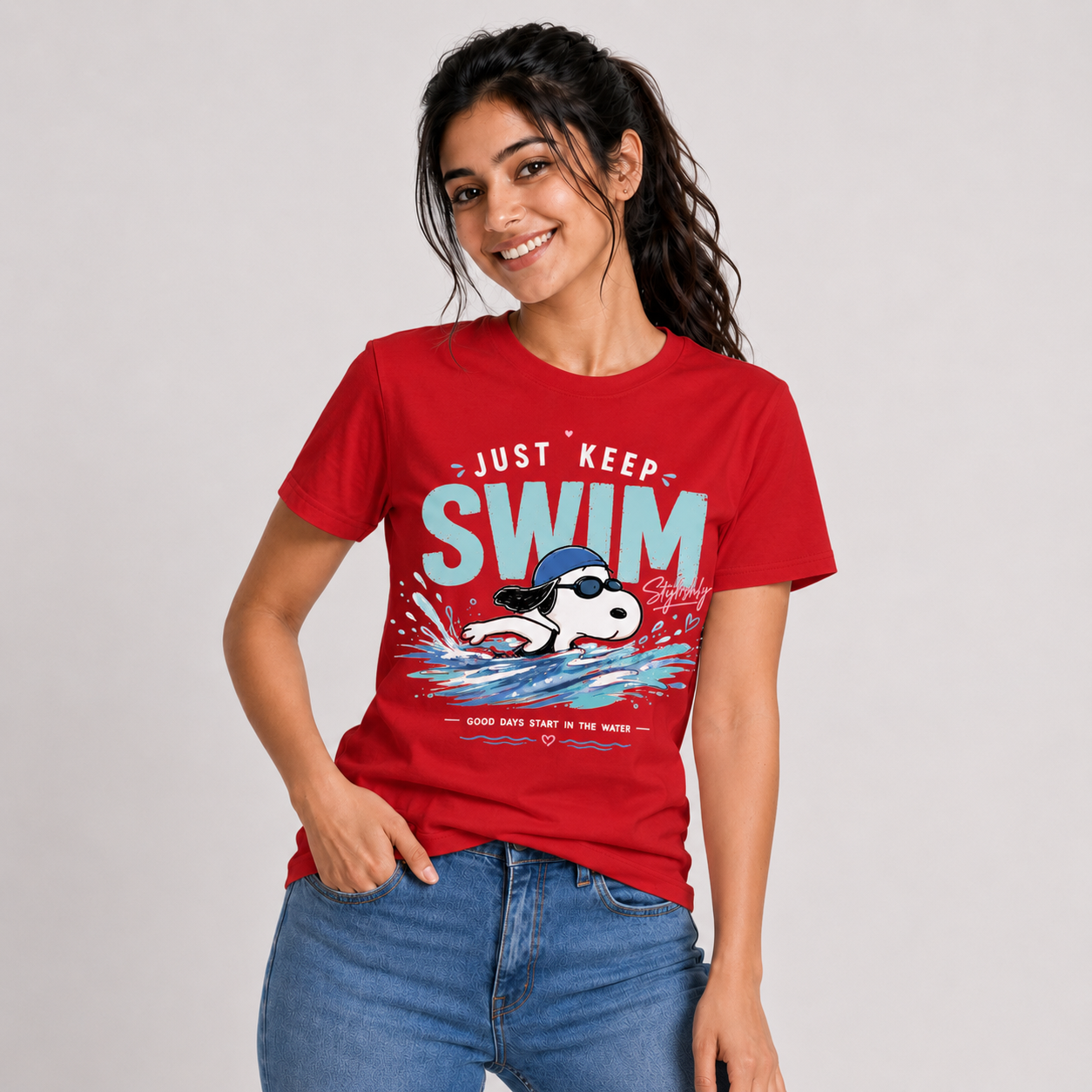 Just Keep Swim: Cotton Swimming T-Shirt