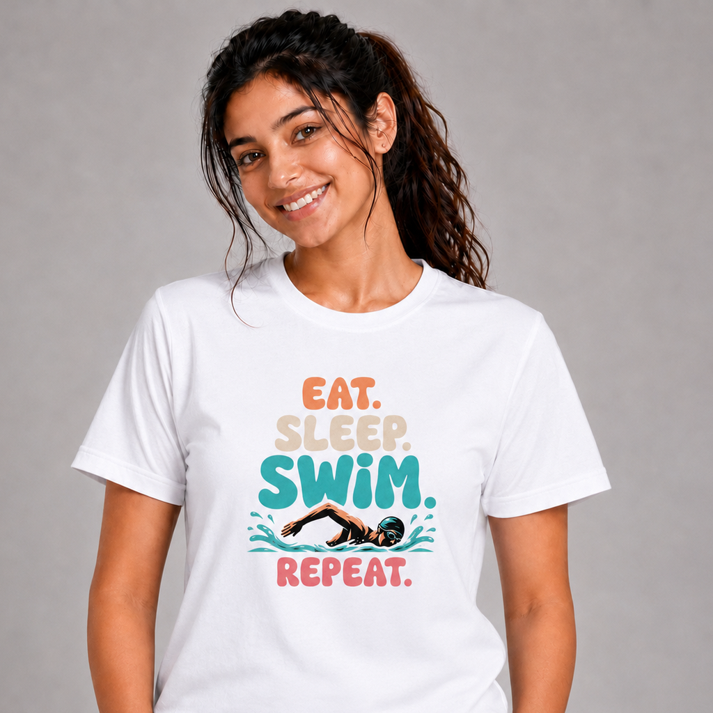 Eat Sleep Swim: Cotton Swimming T-Shirt