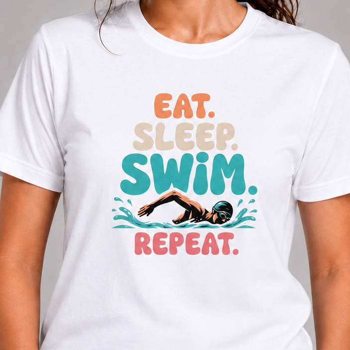 Eat Sleep Swim: Cotton Swimming T-Shirt