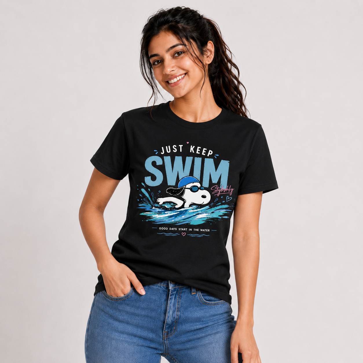 Just Keep Swim: Cotton Swimming T-Shirt