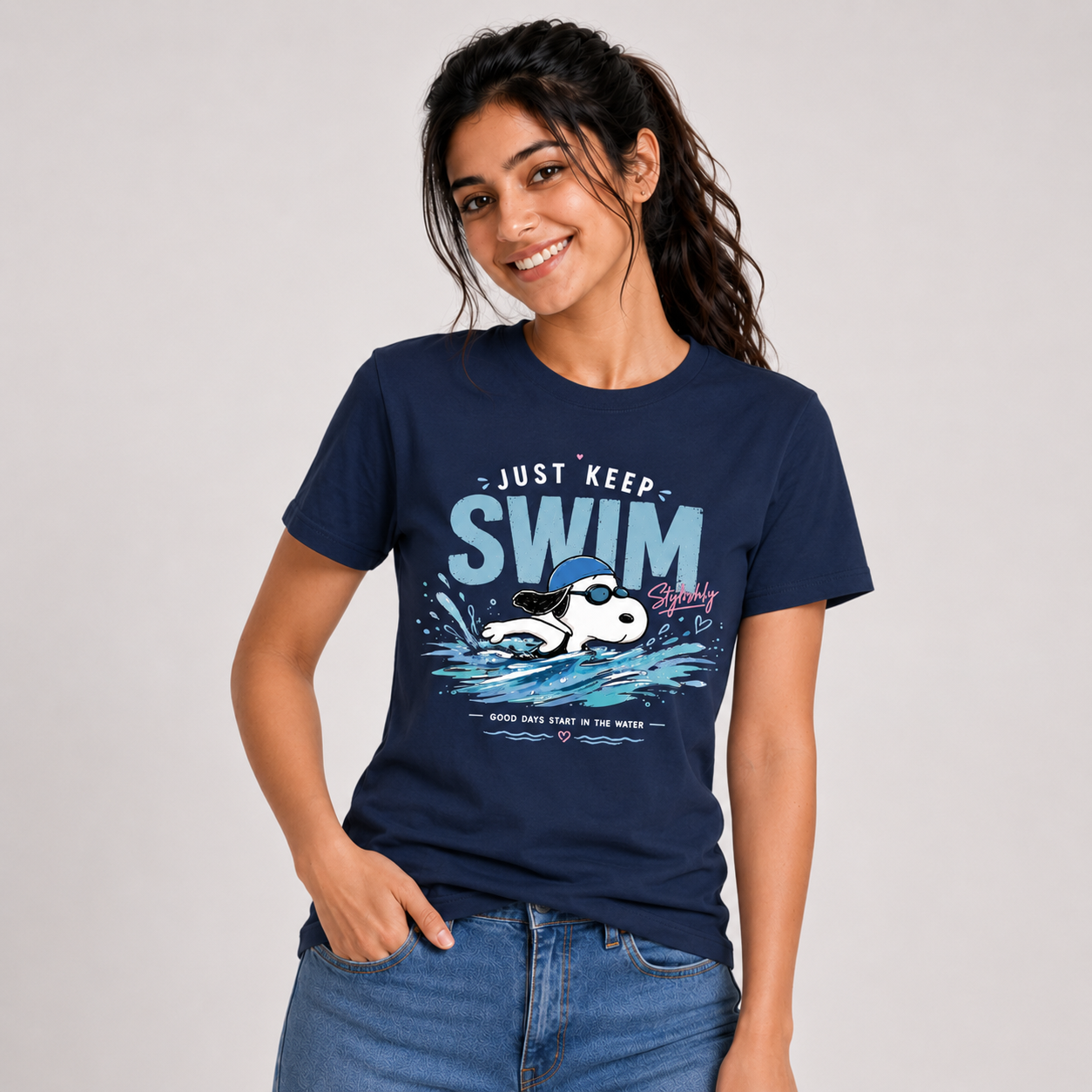 Just Keep Swim: Cotton Swimming T-Shirt