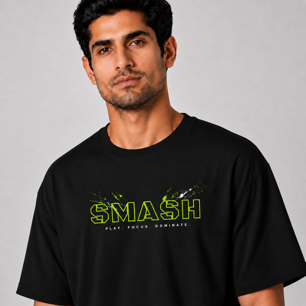 Neon Smash: Oversized Badminton T-Shirt
