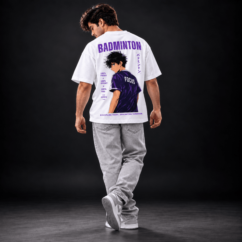 Purple Lock: Oversized Badminton T-Shirt | Oversized | Arteeq