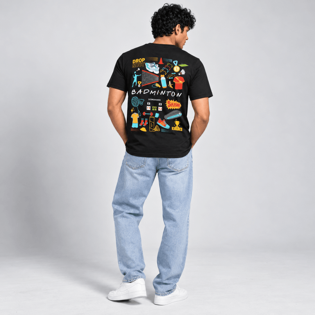 Badminton Doodle: Cotton Badminton T-Shirt | Cotton | Arteeq