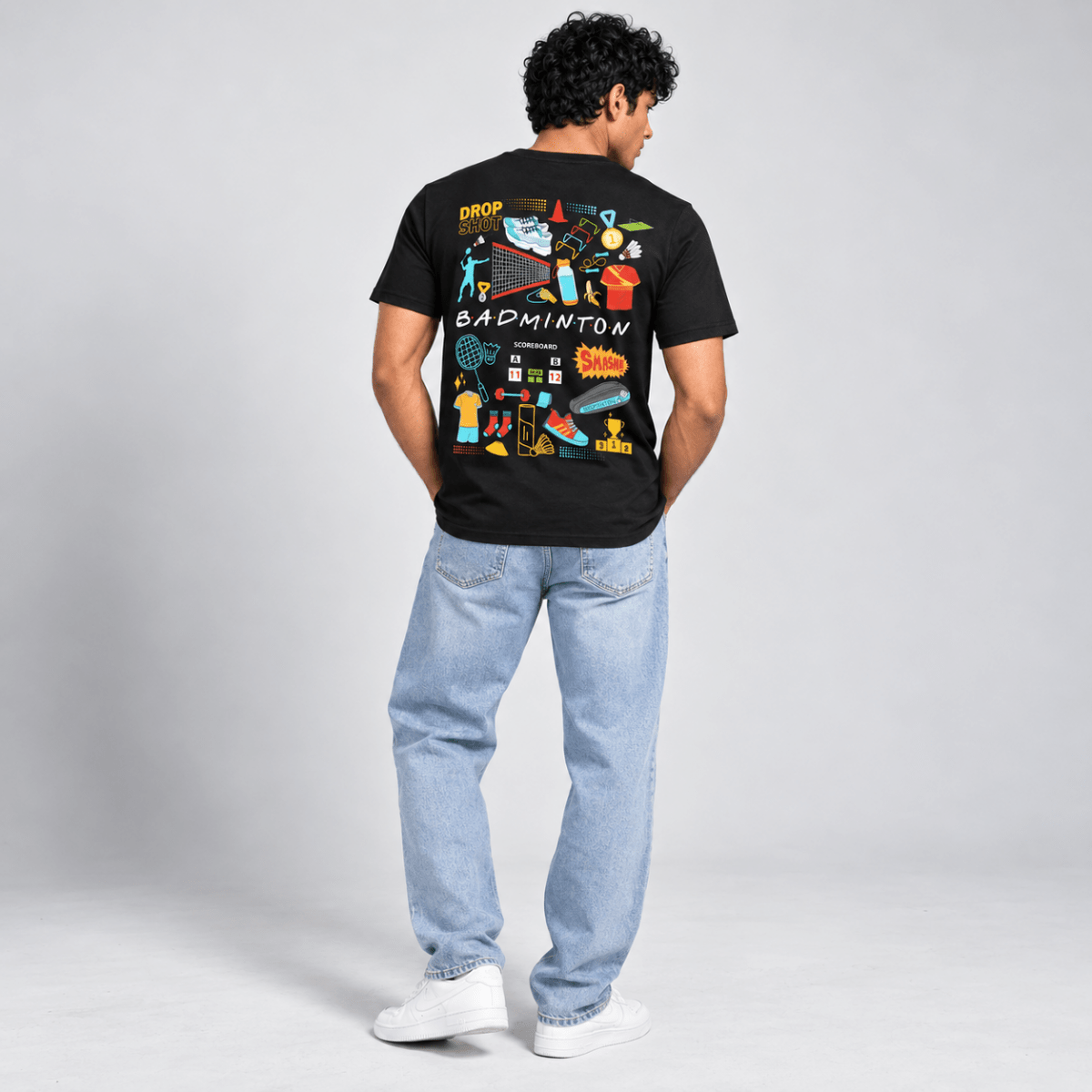 Badminton Doodle: Cotton Badminton T-Shirt | Cotton | Arteeq