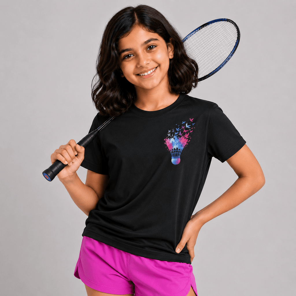 Shuttle Butterfly: Cotton Badminton T-Shirt