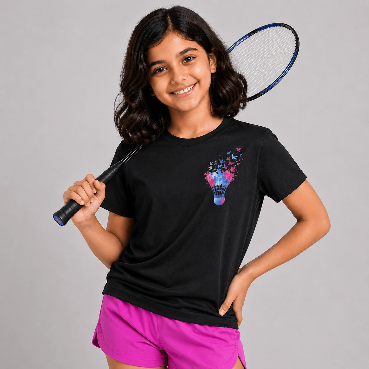 Shuttle Butterfly: Cotton Badminton T-Shirt