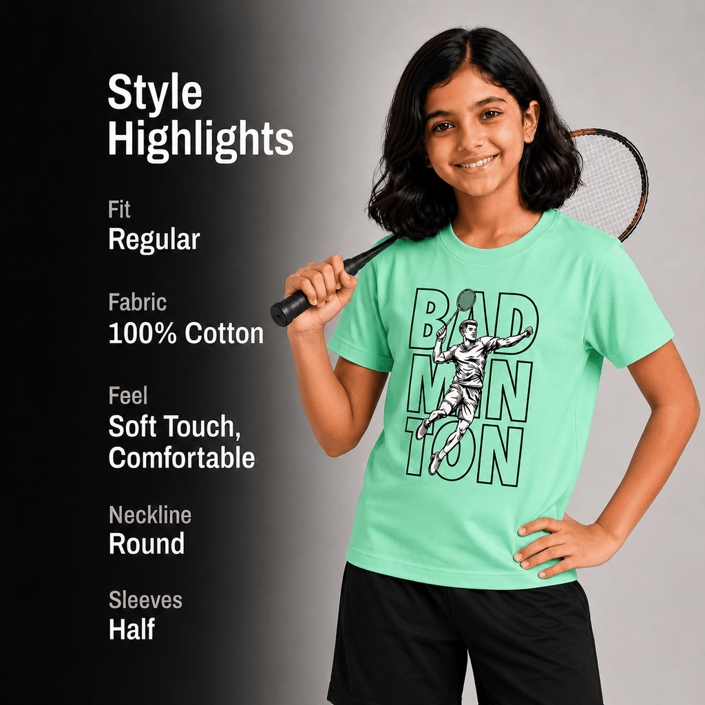 Smash Mode: Cotton Badminton T-Shirt