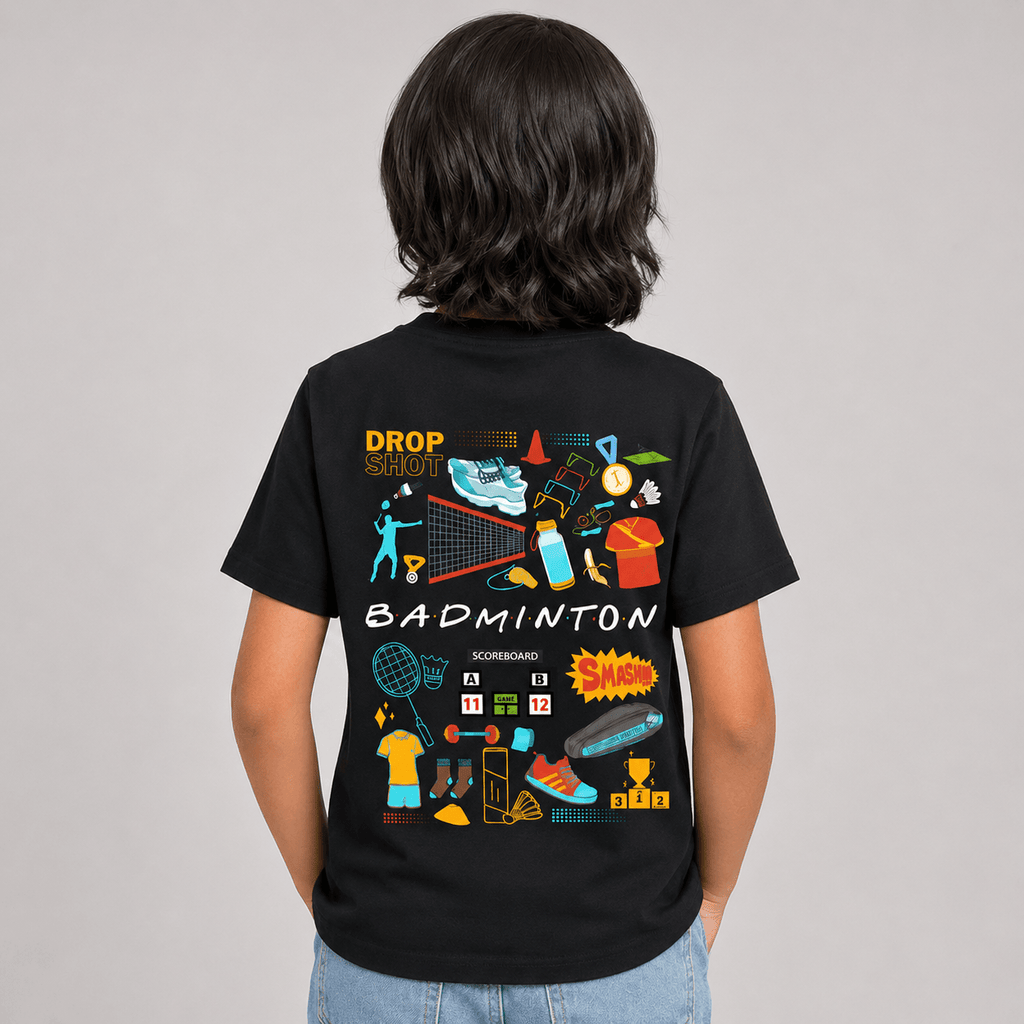 Badminton Doodle: Cotton Badminton T-Shirt