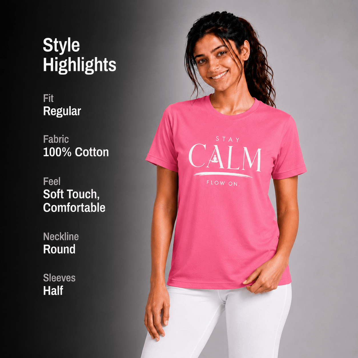 Calm Aura: Cotton Yoga T-Shirt