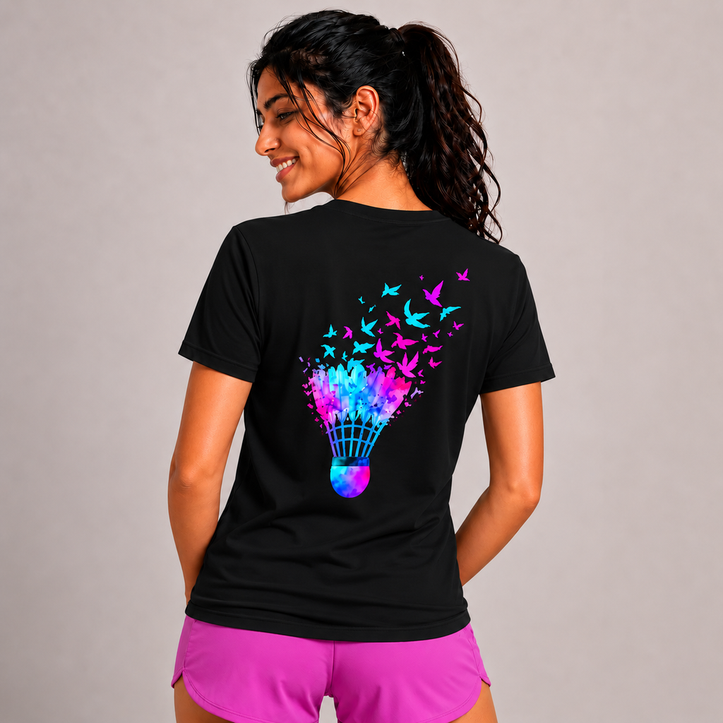 Shuttle Butterfly: Dry-fit Badminton T-Shirt