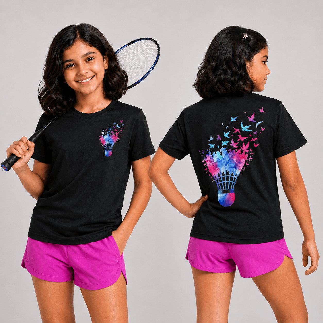 Shuttle Butterfly: Cotton Badminton T-Shirt