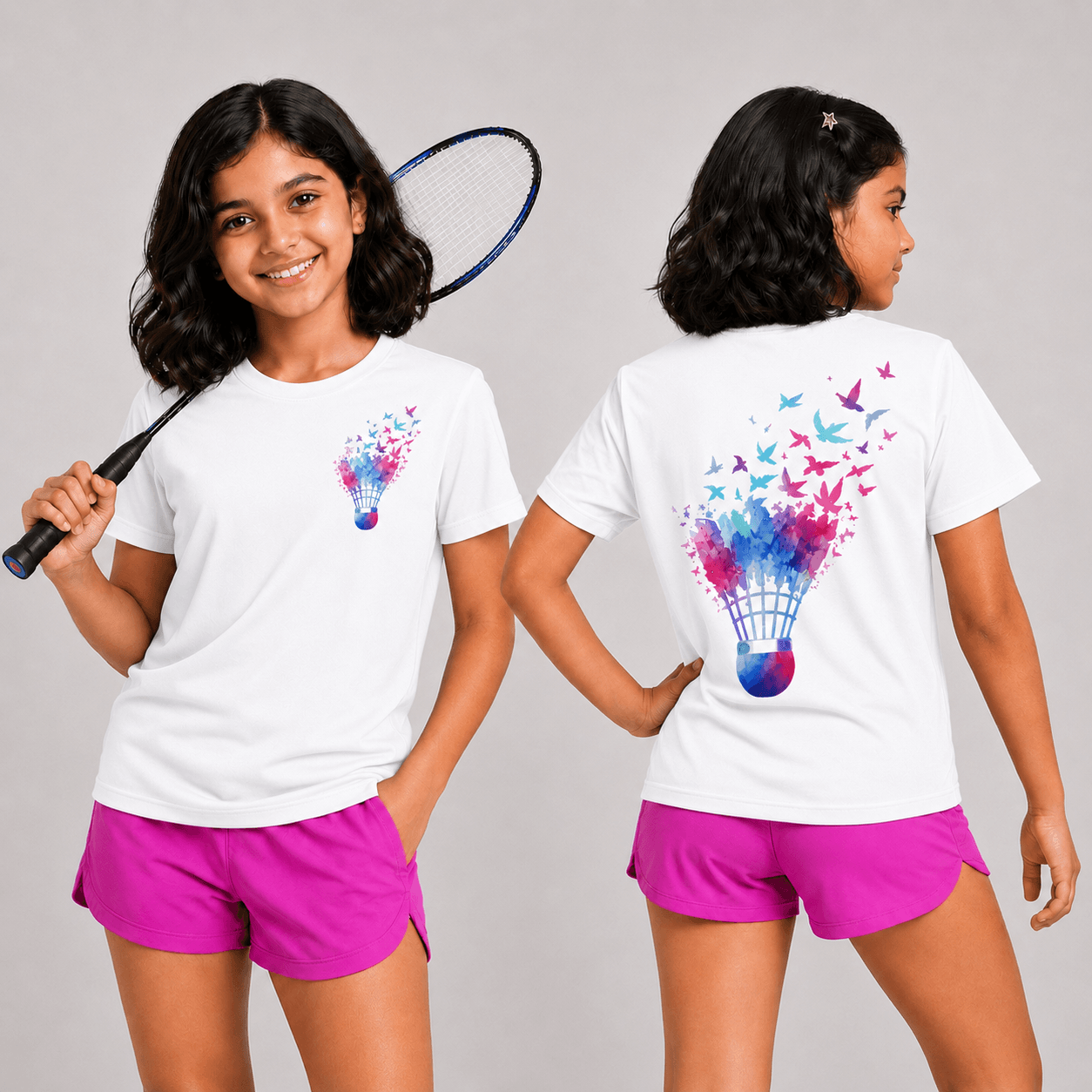 Shuttle Butterfly: Cotton Badminton T-Shirt