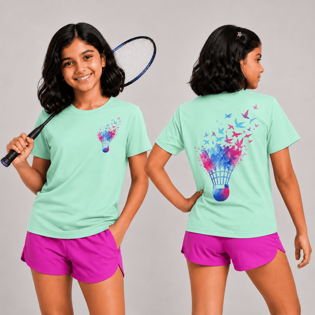 Shuttle Butterfly: Cotton Badminton T-Shirt