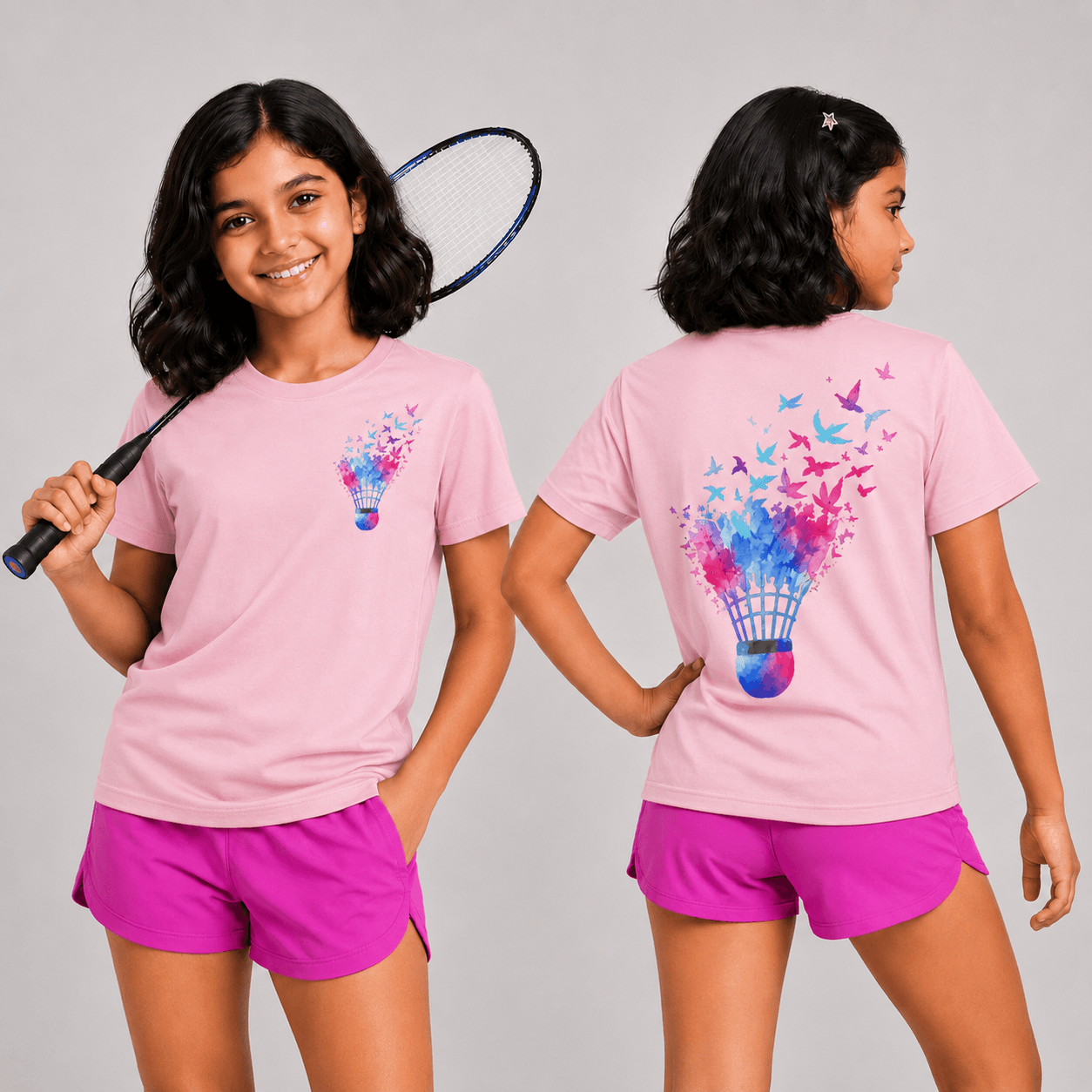 Shuttle Butterfly: Cotton Badminton T-Shirt