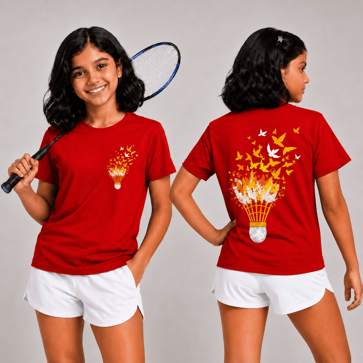 Shuttle Butterfly: Cotton Badminton T-Shirt