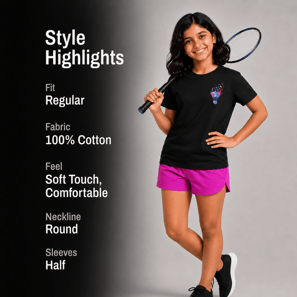 Shuttle Butterfly: Cotton Badminton T-Shirt