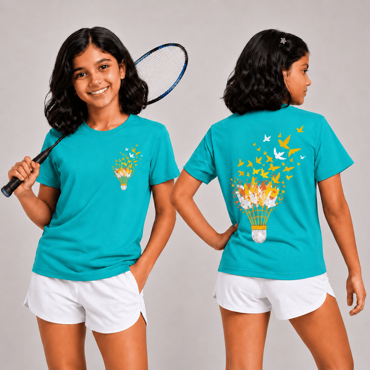 Shuttle Butterfly: Cotton Badminton T-Shirt