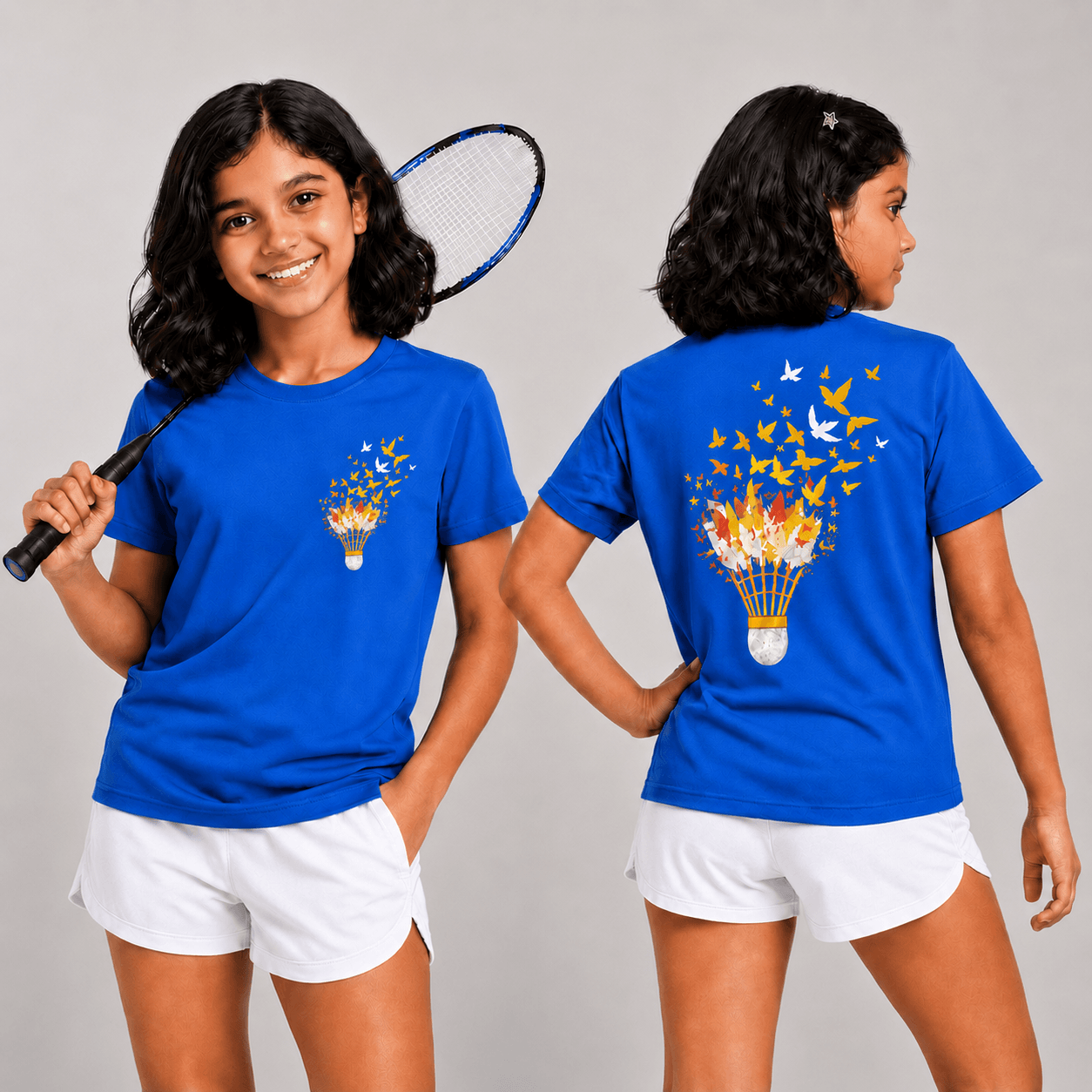 Shuttle Butterfly: Cotton Badminton T-Shirt