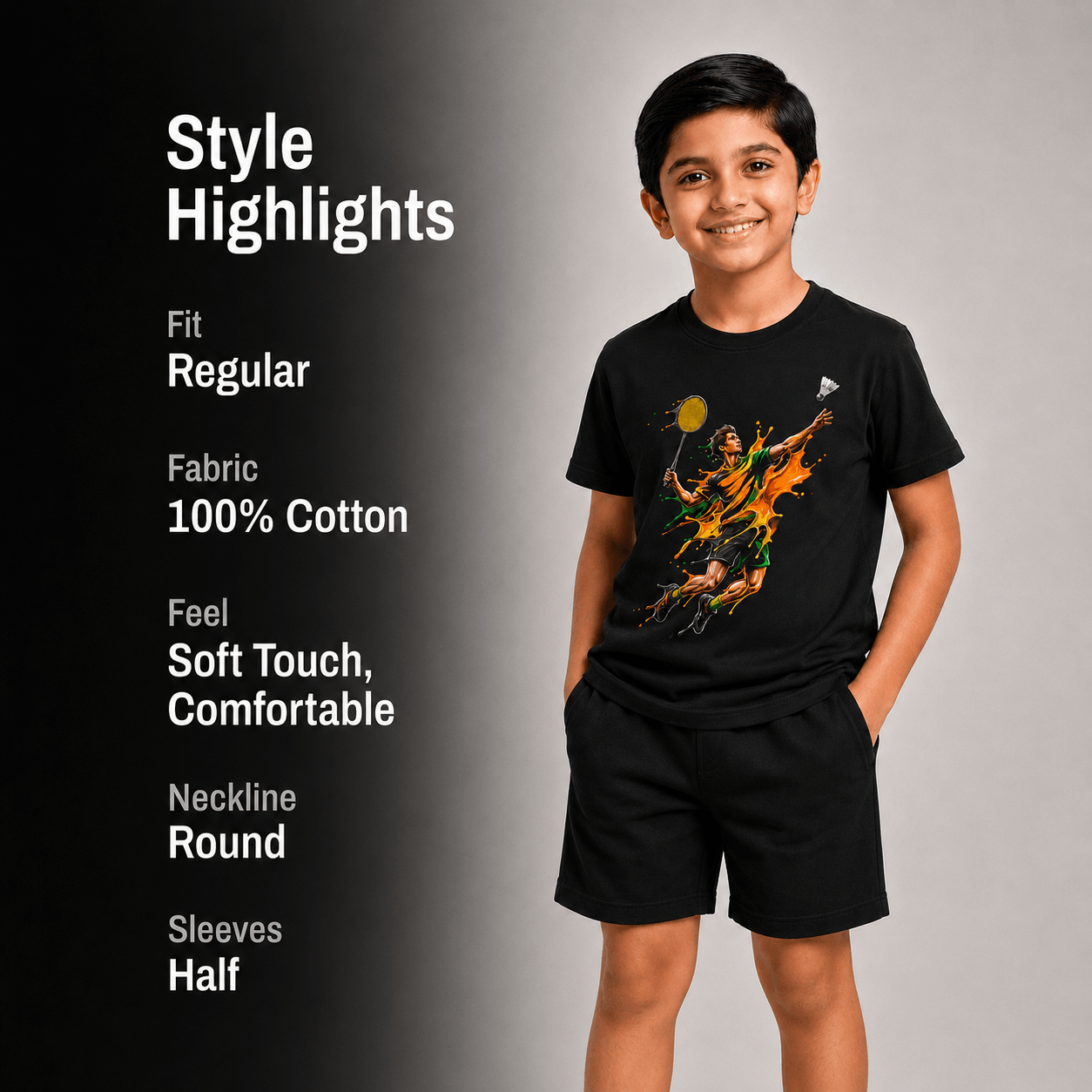 Paint Smash: Cotton Badminton T-Shirt