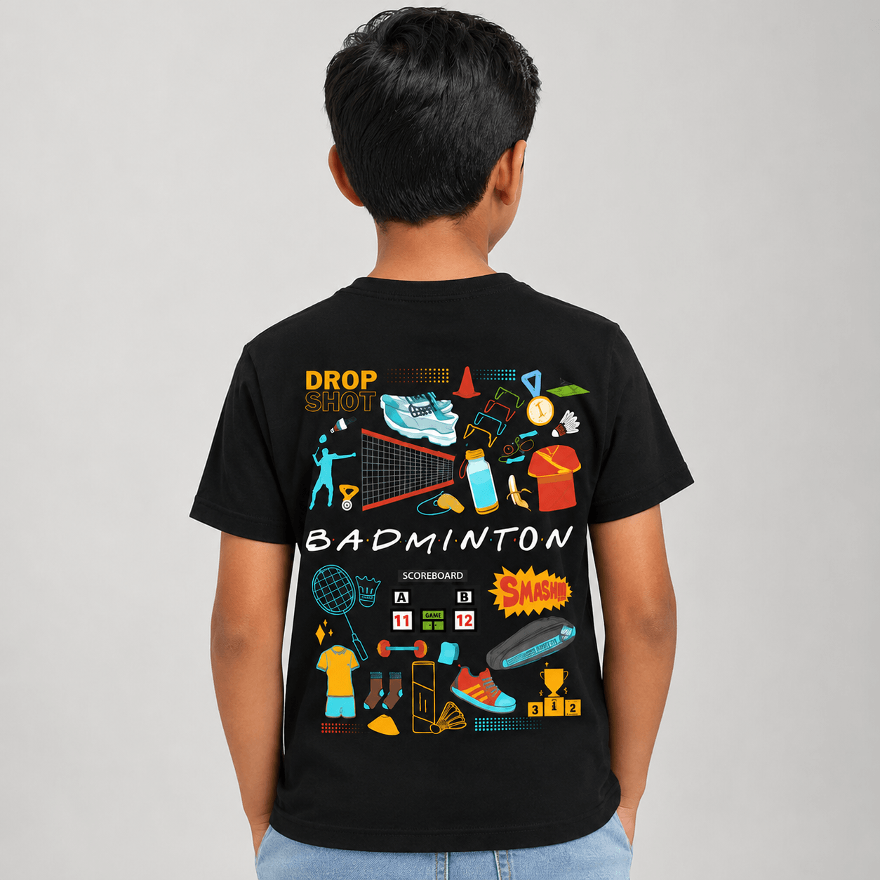 Badminton Doodle: Cotton Badminton T-Shirt
