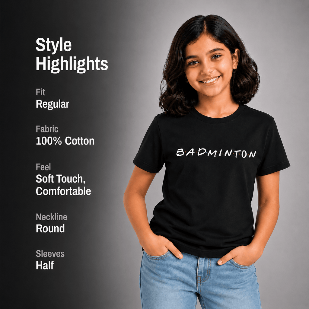 Badminton Doodle: Cotton Badminton T-Shirt