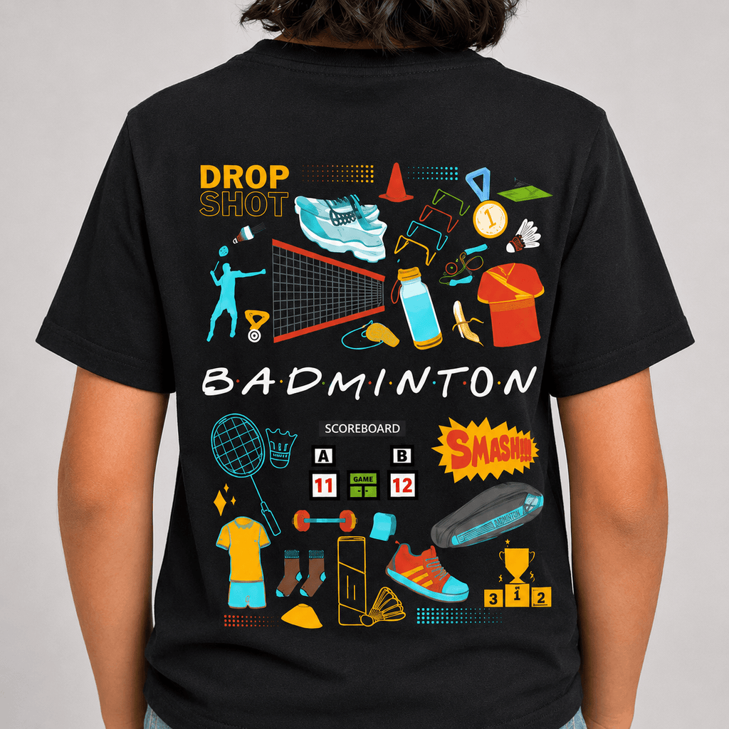 Badminton Doodle: Cotton Badminton T-Shirt