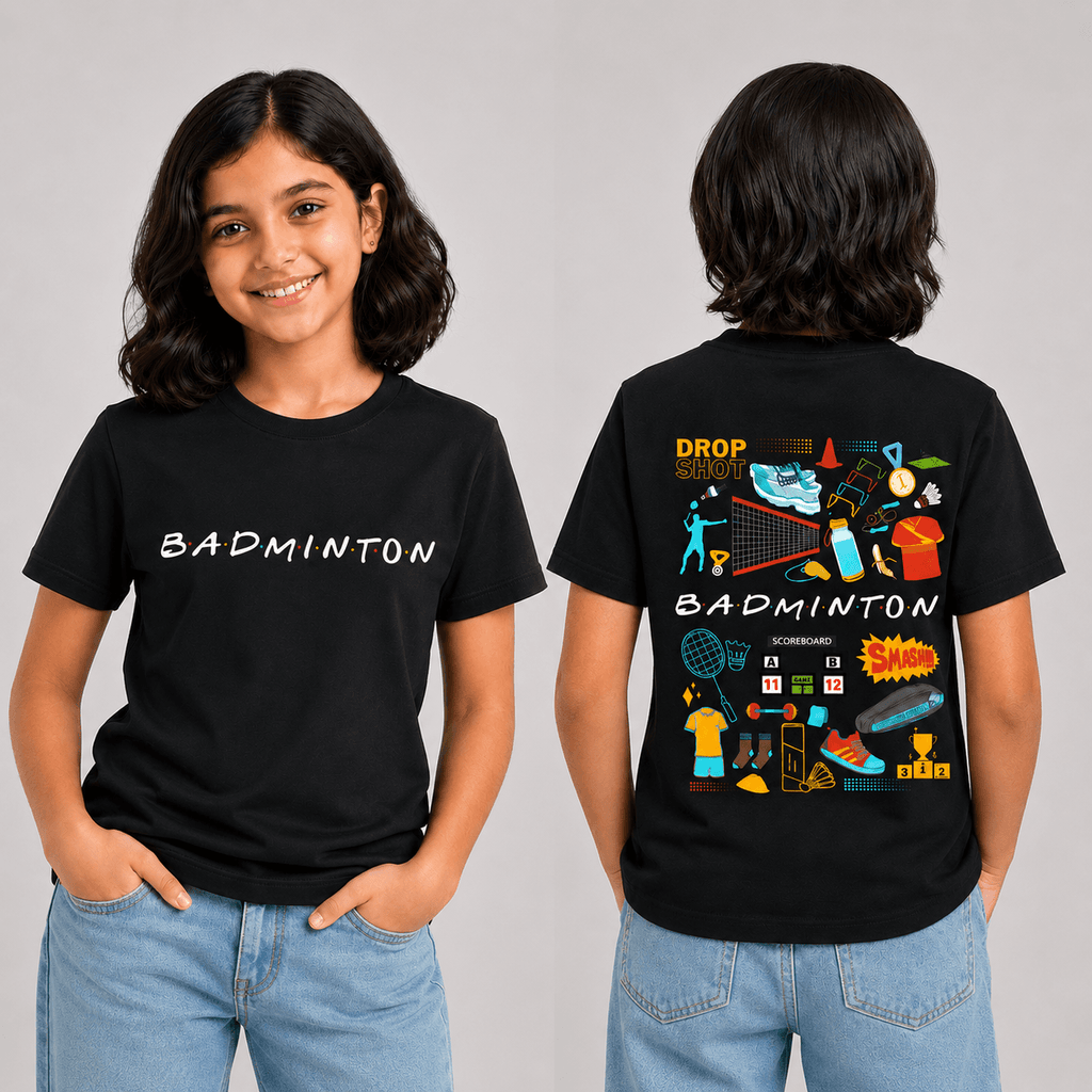 Badminton Doodle: Cotton Badminton T-Shirt