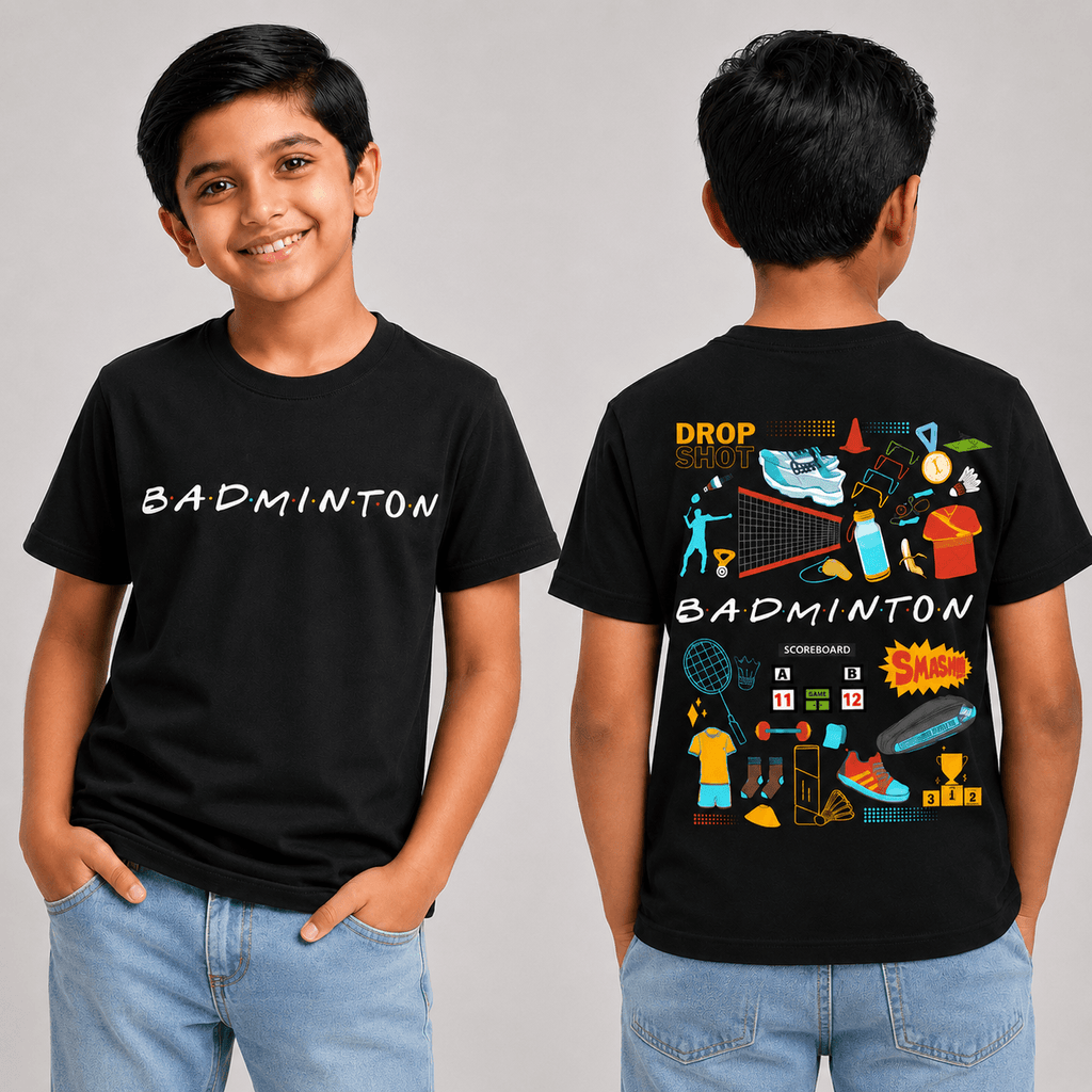 Badminton Doodle: Cotton Badminton T-Shirt