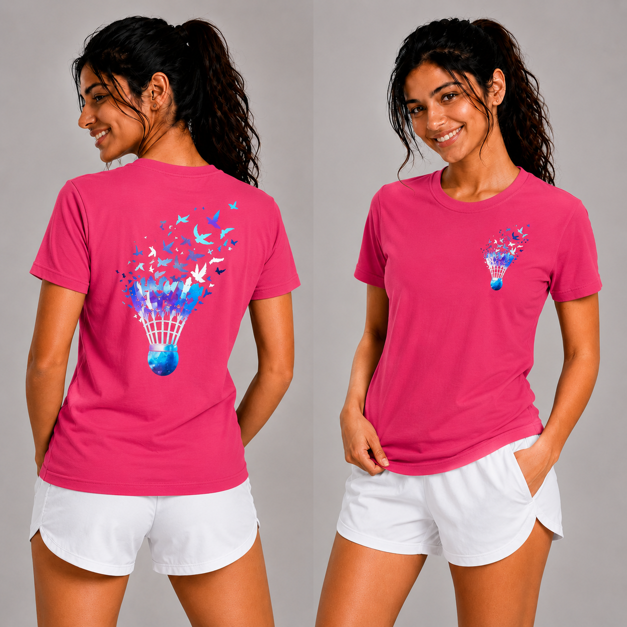 Shuttle Butterfly: Dry-fit Badminton T-Shirt