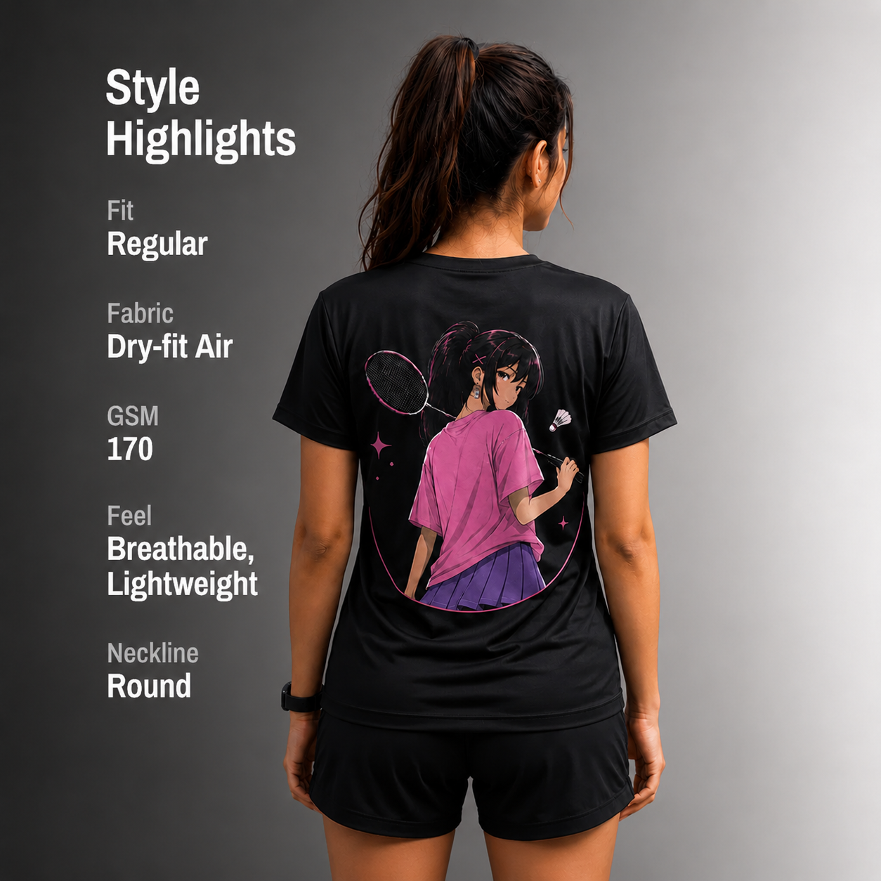 Court Crush: Dry-fit Badminton T-Shirt