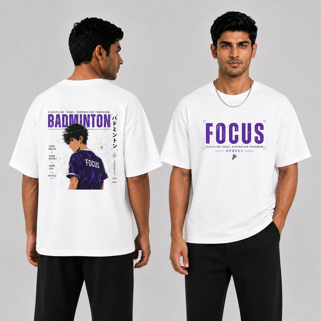 Purple Lock: Oversized Badminton T-Shirt