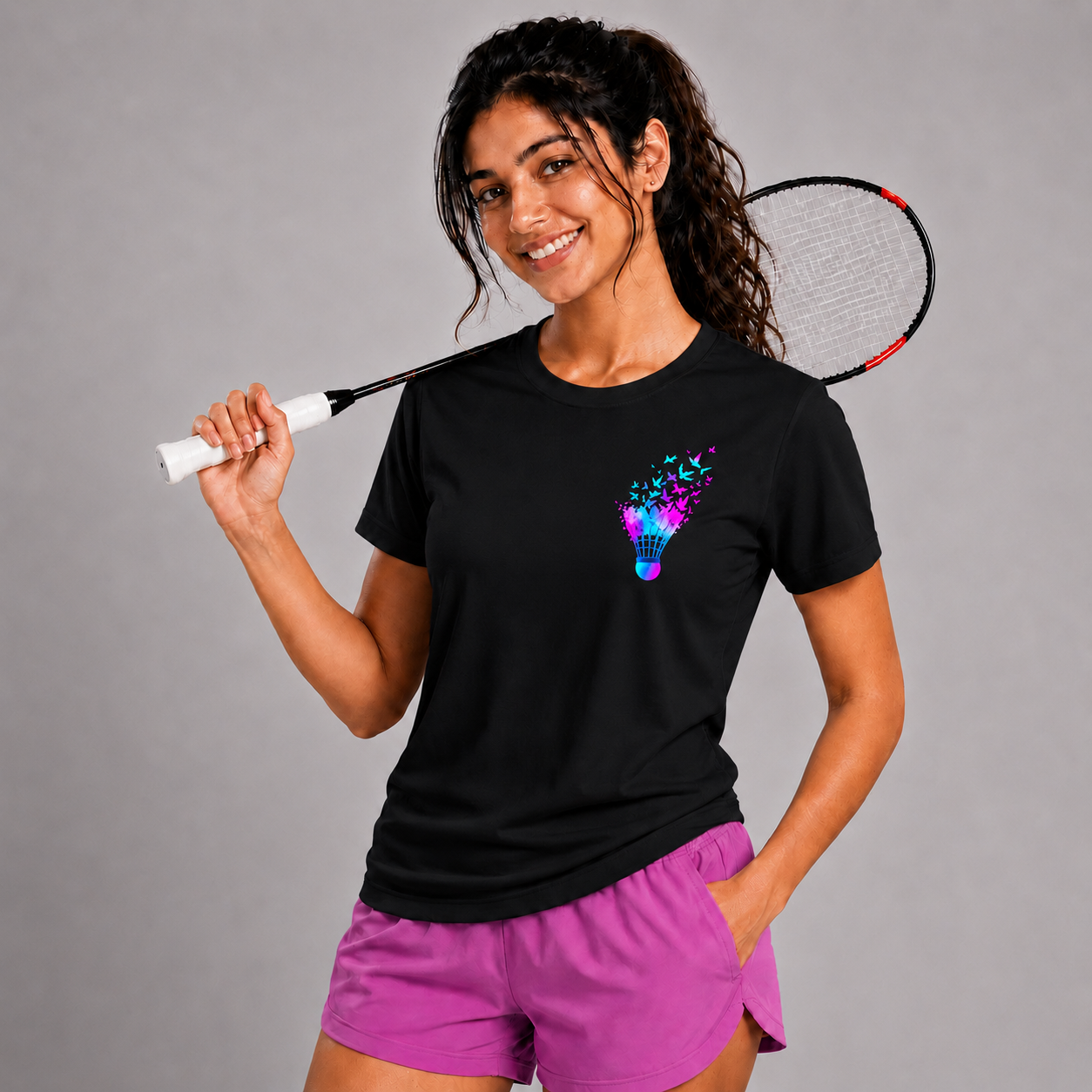 Shuttle Butterfly: Dry-fit Badminton T-Shirt