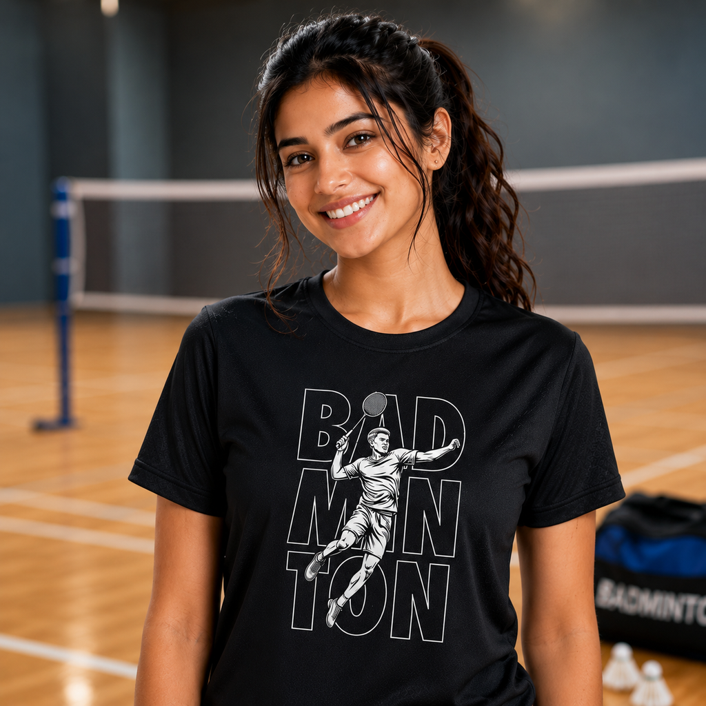 Smash Mode: Dry-fit Badminton T-Shirt