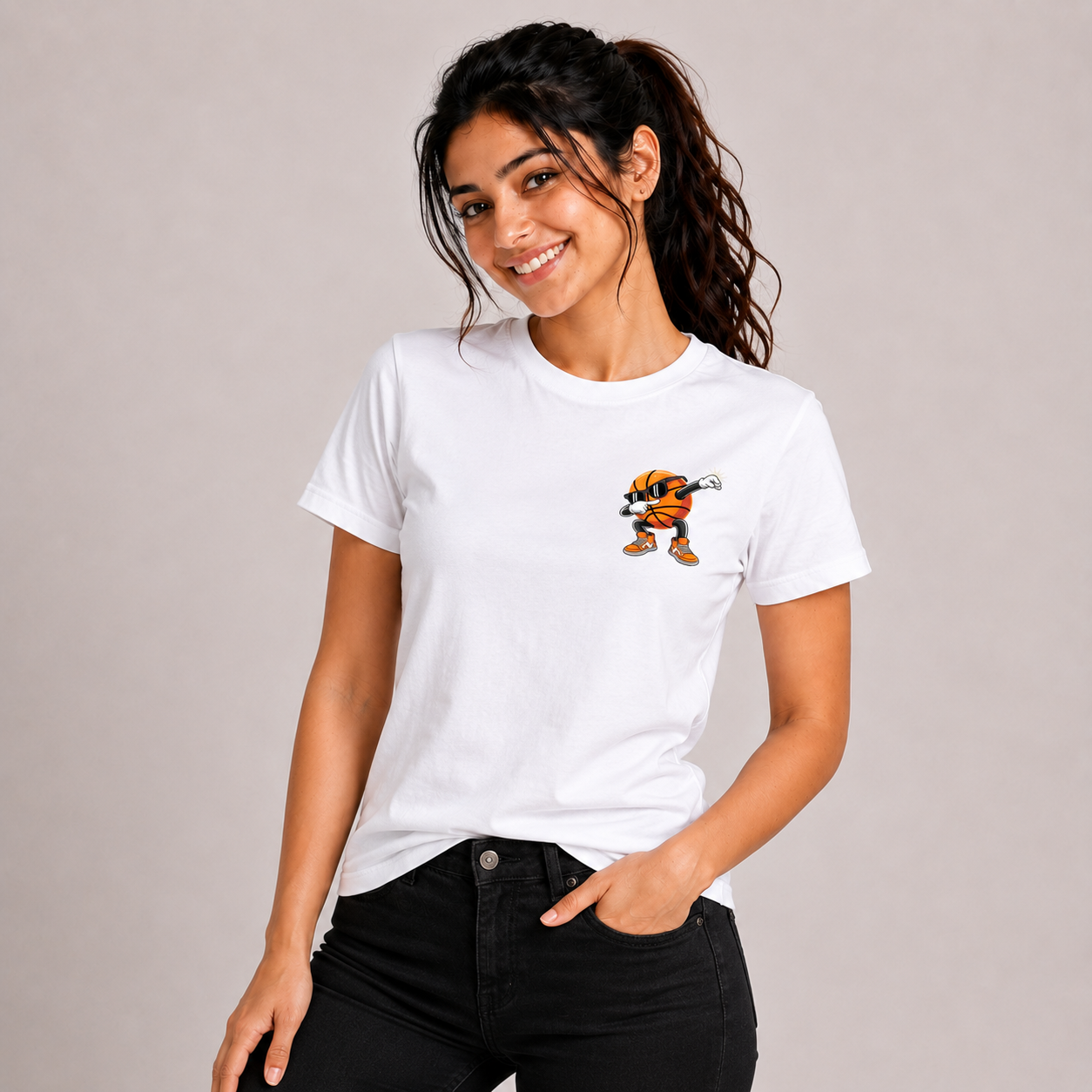 Net the Hoop: Cotton Basketball T-Shirt