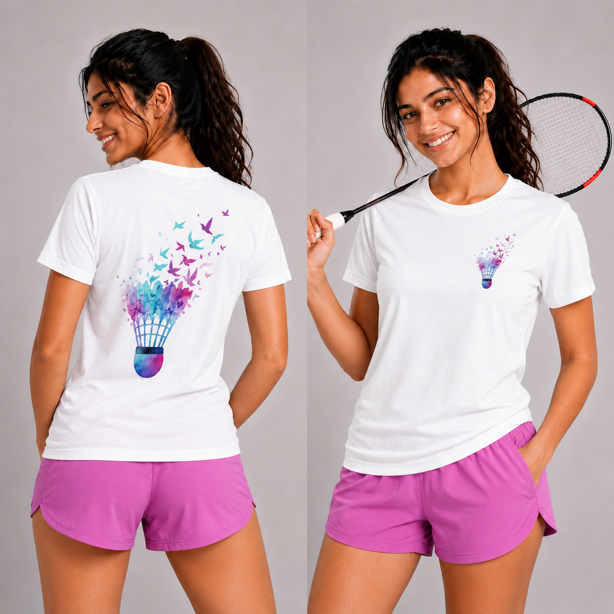 Shuttle Butterfly: Dry-fit Badminton T-Shirt