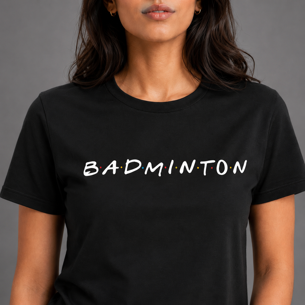 Badminton Doodle: Cotton Badminton T-Shirt