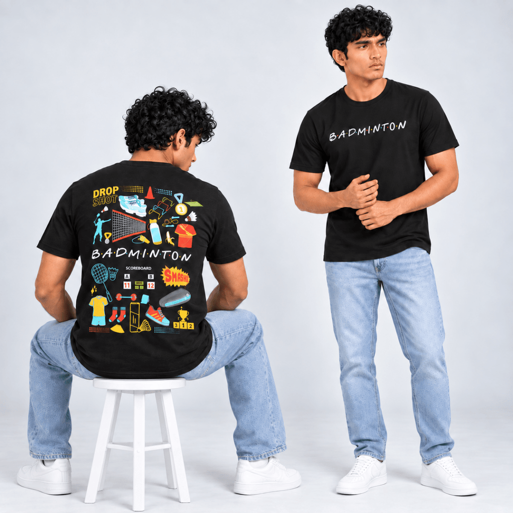 Badminton Doodle: Cotton Badminton T-Shirt | Cotton | Arteeq