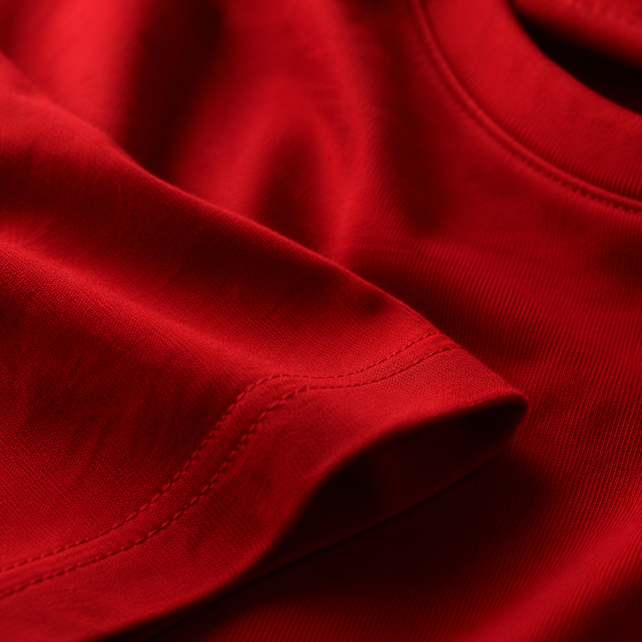 Premium 180 GSM Soft Cotton Fabric Close-Up - Red Badminton T-Shirt Material Quality Detail
