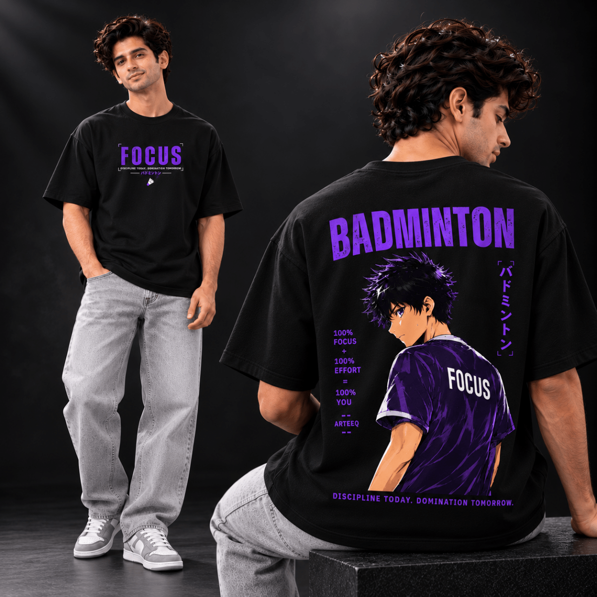 Purple Lock: Oversized Badminton T-Shirt | Oversized | Arteeq