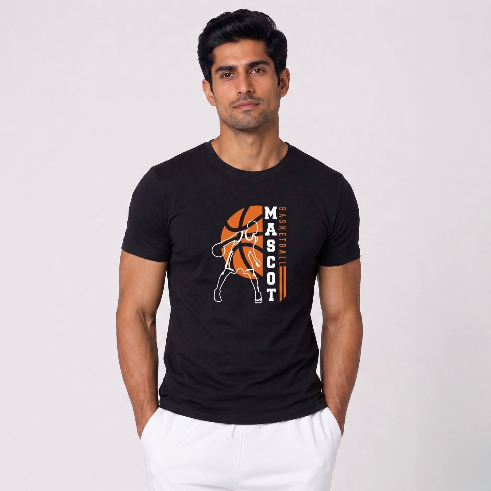 Stylish men’s basketball mascot t-shirt in black, soft cotton graphic tee for everyday wear
