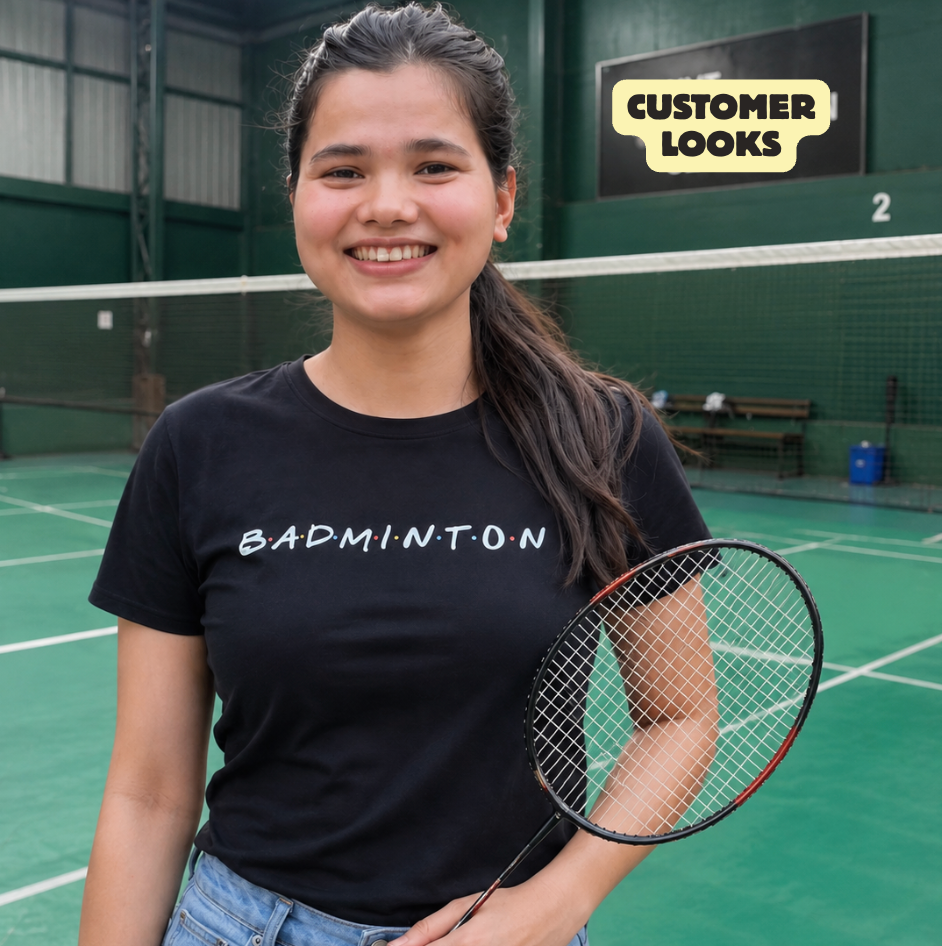 Badminton Doodle: Cotton Badminton T-Shirt