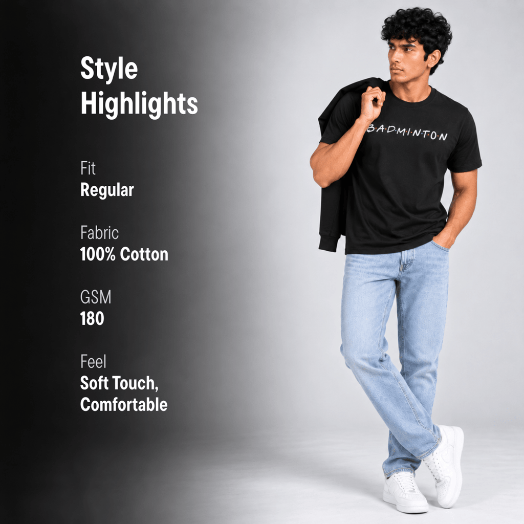 Badminton Doodle: Cotton Badminton T-Shirt | Cotton | Arteeq