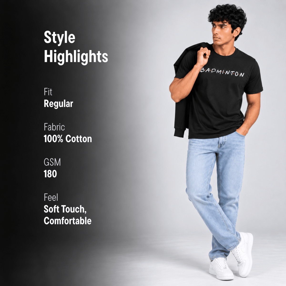 Badminton Doodle: Cotton Badminton T-Shirt | Cotton | Arteeq