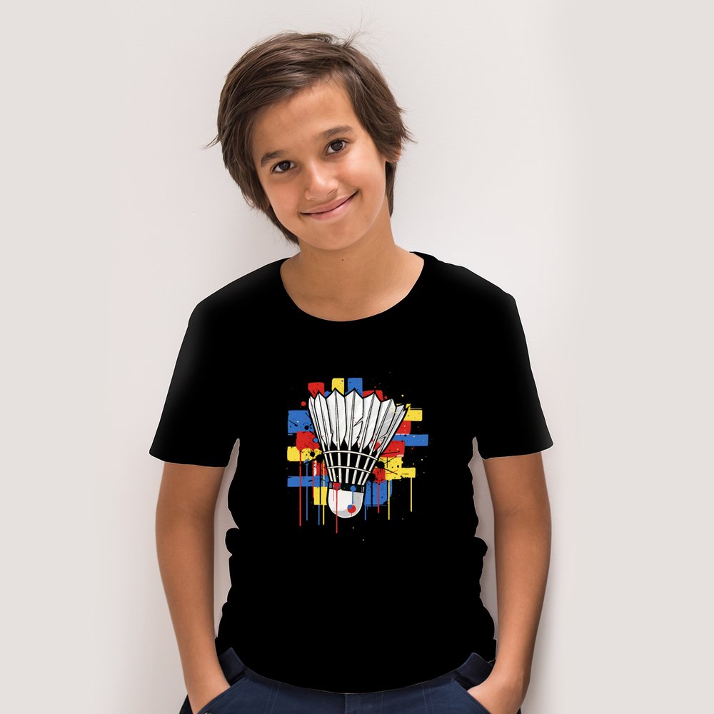Colorful Shuttle Badminton Kid's Cotton T-Shirt