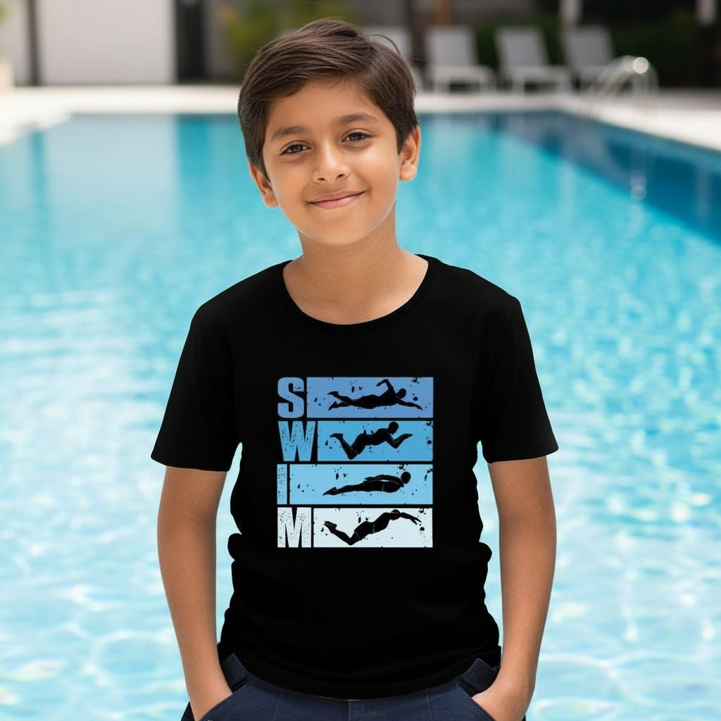 Kid Swim Figures Cotton T-Shirt