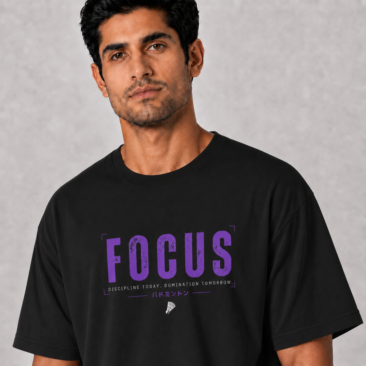 Purple Lock: Oversized Badminton T-Shirt