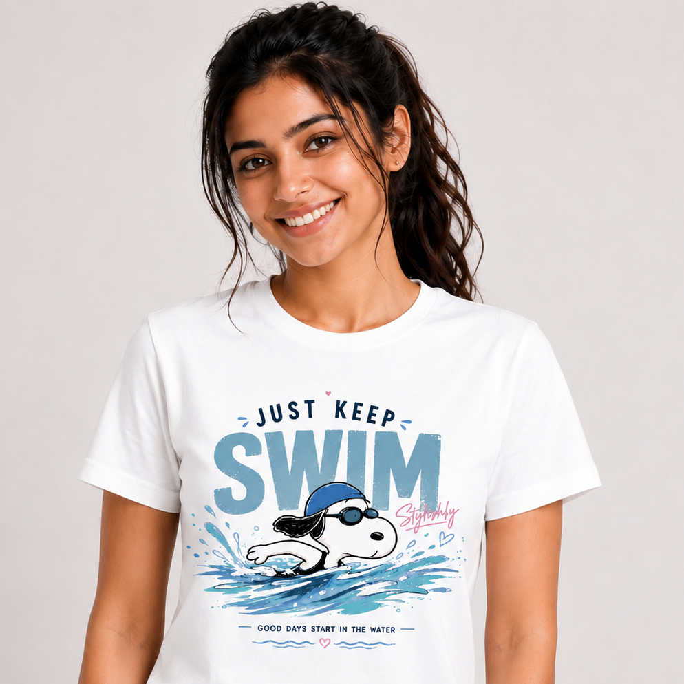 Just Keep Swim: Cotton Swimming T-Shirt