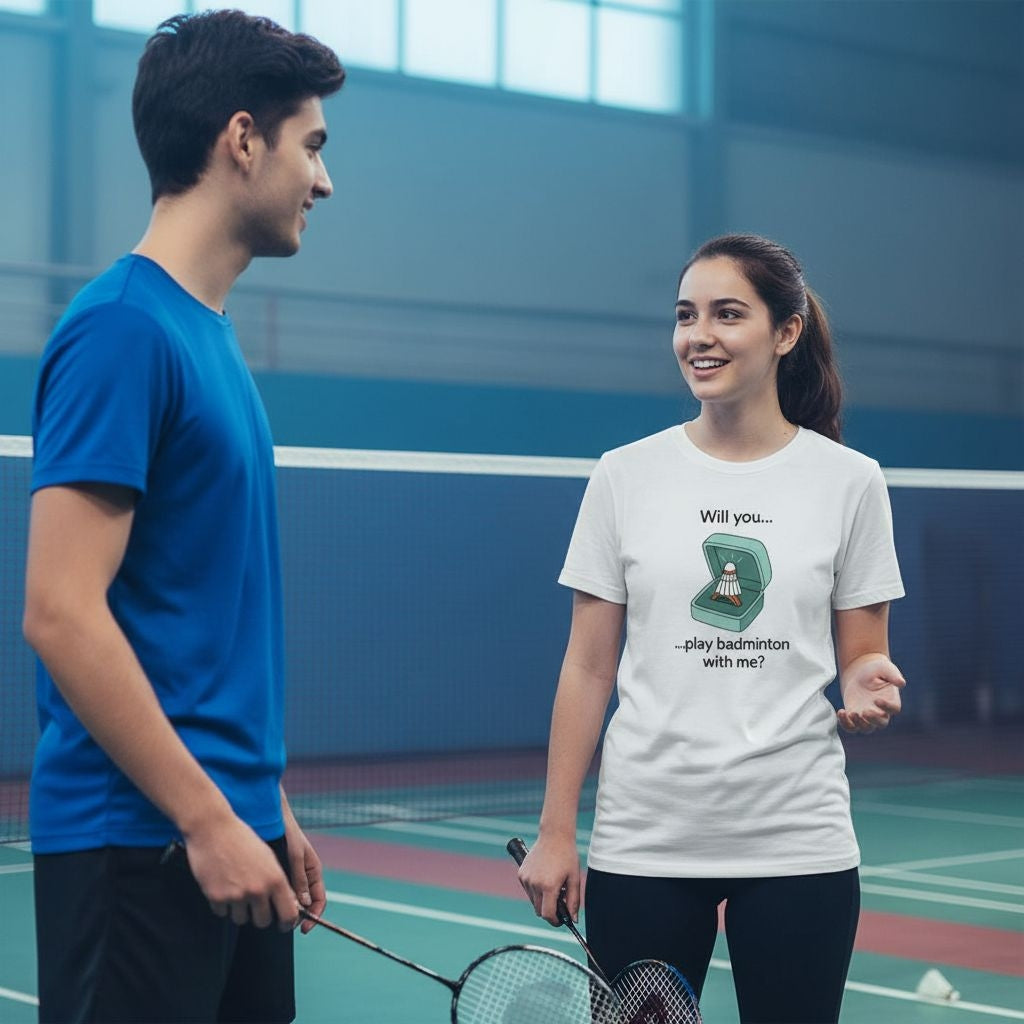 Play Badminton With Me Unisex Cotton T-shirt